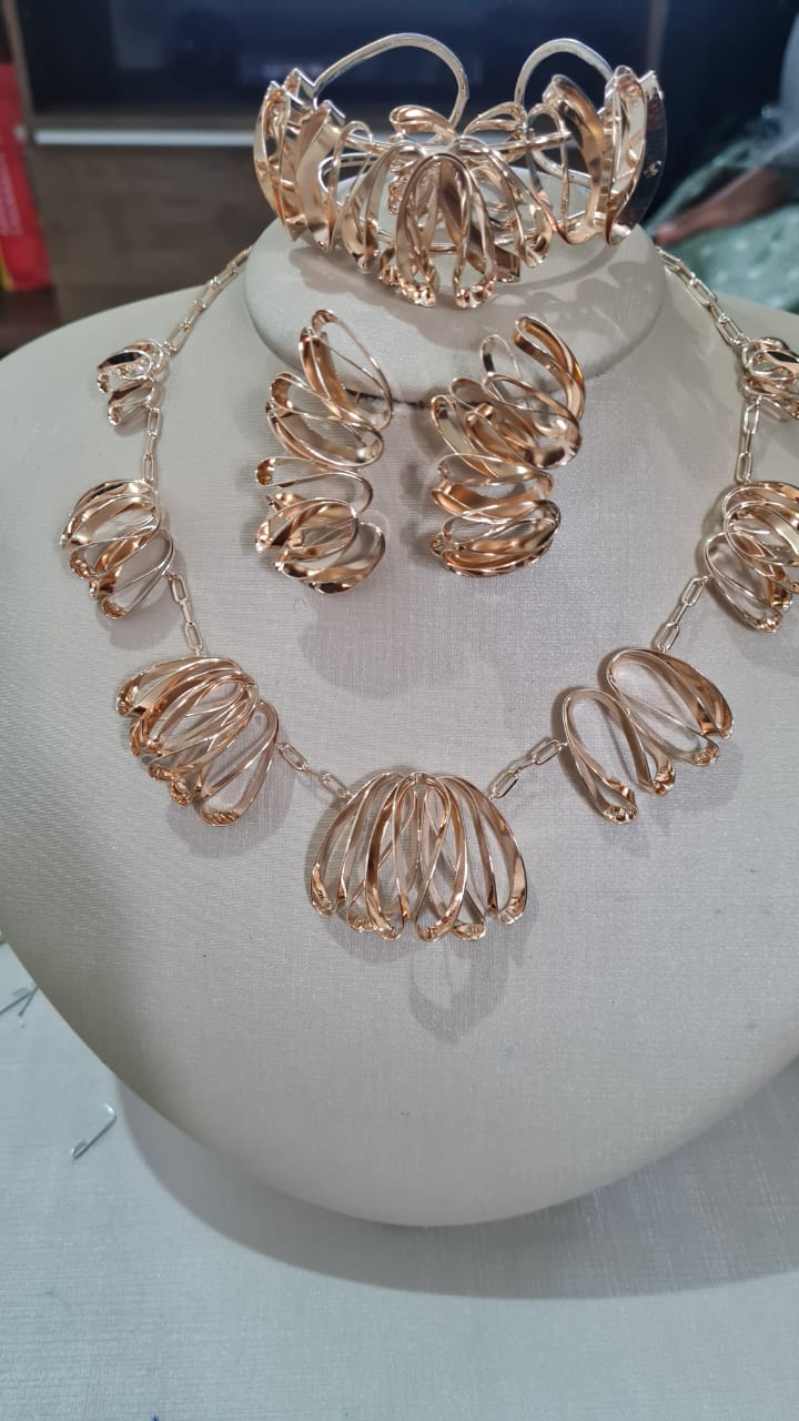 Brazilian earrings, necklace, bracelets, and rings (4 set)